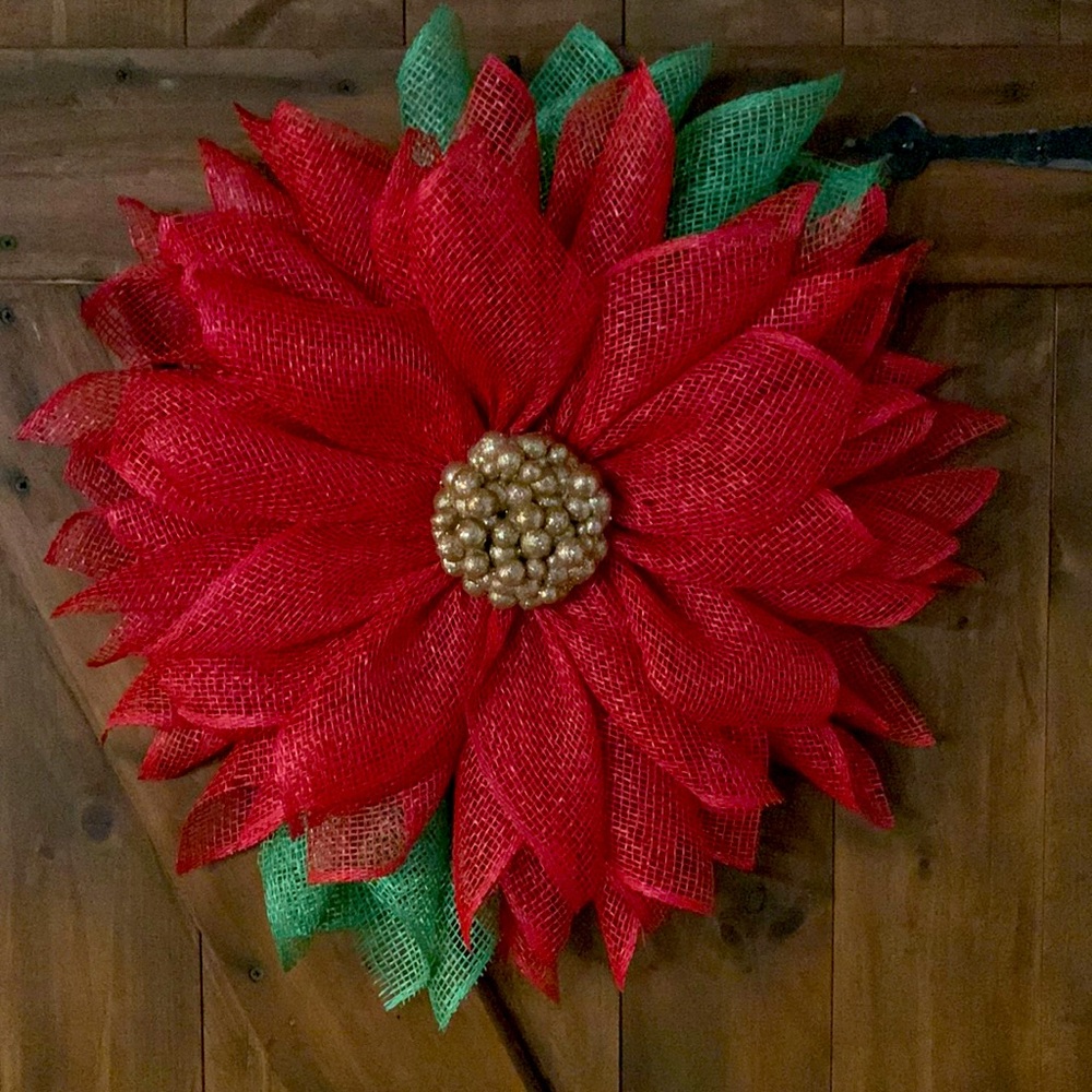 This poinsettia wreath is very unique. But it’s so beautiful!